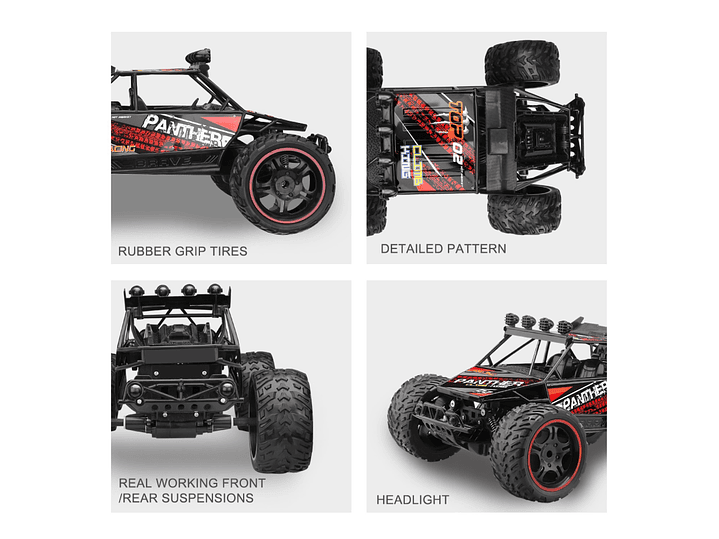 Auto Rally Racer Veloz Control Remoto 2.4G DBG1606R Rojo 5