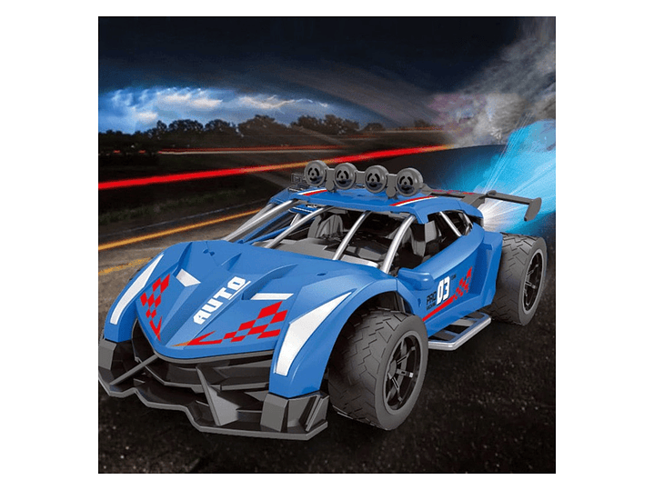 Auto de Carrera RC Luces Música Lanza Vapor DBG1579BL Azul 6