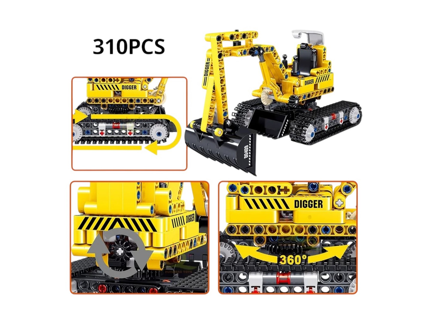 Set Bloques Armables Excavadora 310 Piezas DBG1440 5