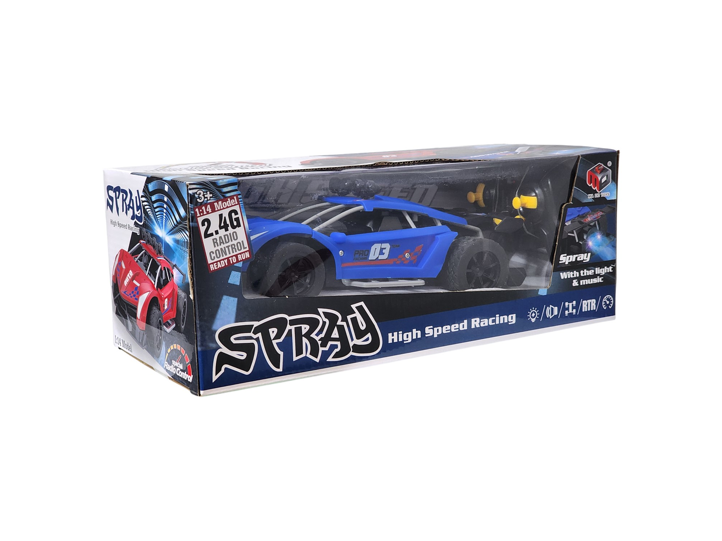 Auto de Carrera RC Luces Música Lanza Vapor DBG1579BL Azul 8