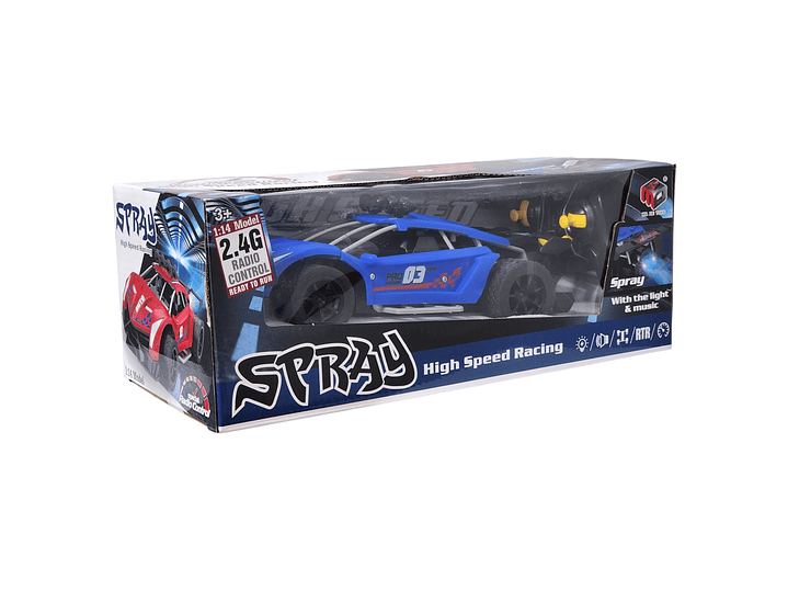 Auto de Carrera RC Luces Música Lanza Vapor DBG1579BL Azul 8