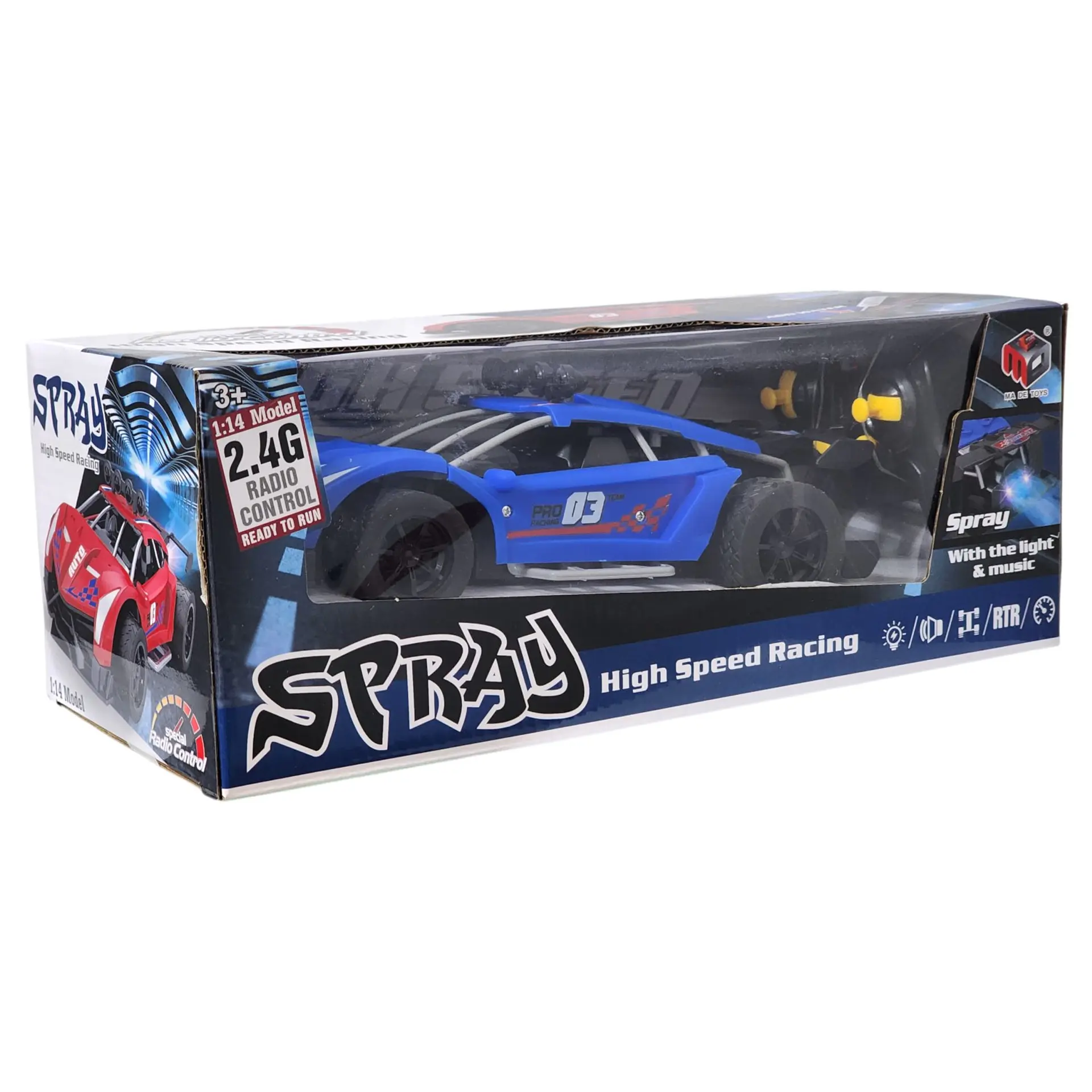 Auto de Carrera RC Luces Música Lanza Vapor DBG1579BL Azul 8