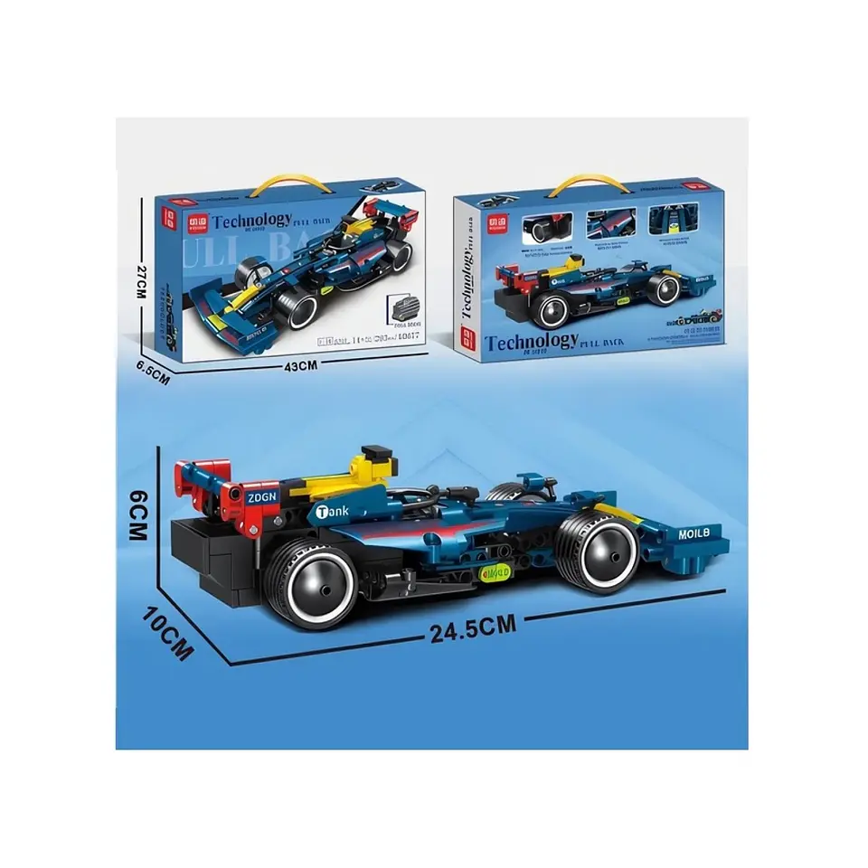 Set Bloques Armables Auto Carrera Pull Back 293pzs DBG1771 5
