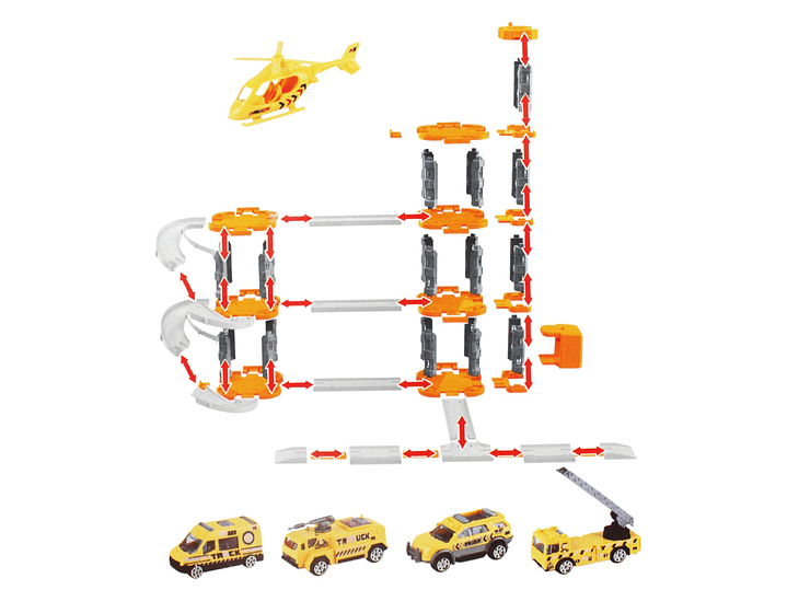 Set Armable Pista Autos 3 Niveles Estación Rescate DBG1702 2