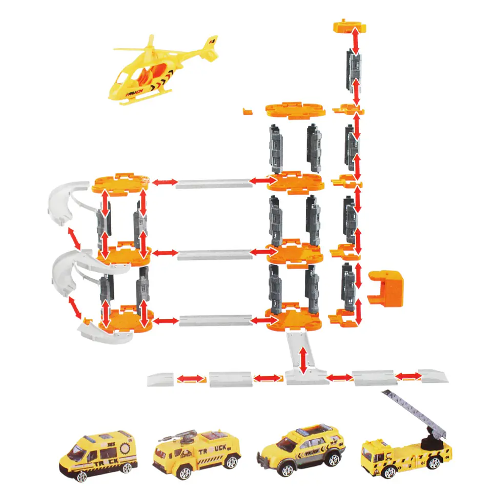 Set Armable Pista Autos 3 Niveles Estación Rescate DBG1702 2