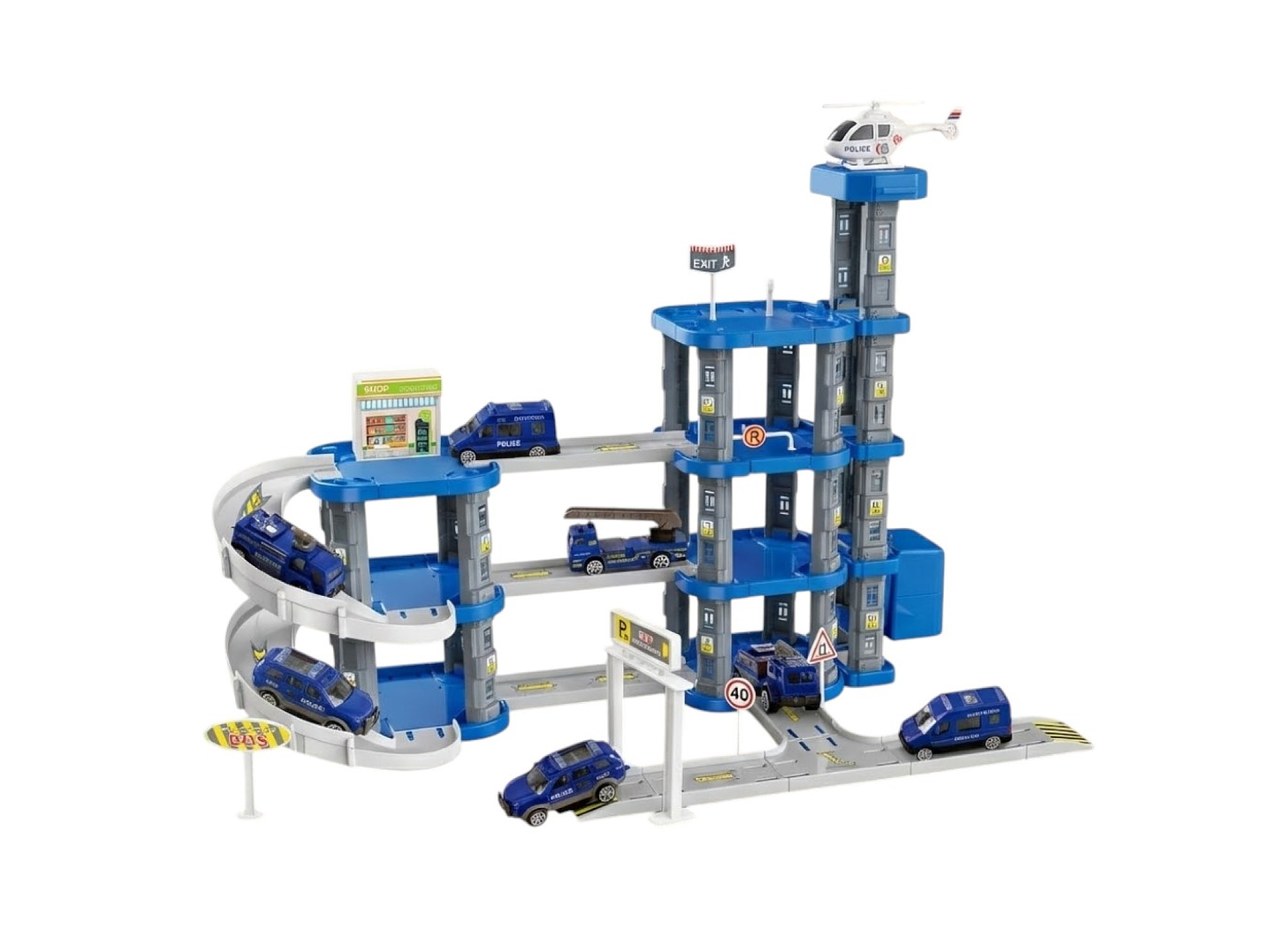 Set Armable Pista Autos 3 Niveles Garaje de Policía DBG1703 1