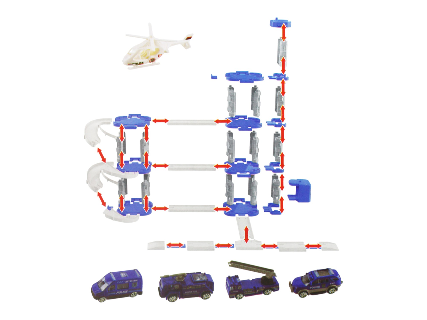 Set Armable Pista Autos 3 Niveles Garaje de Policía DBG1703 2
