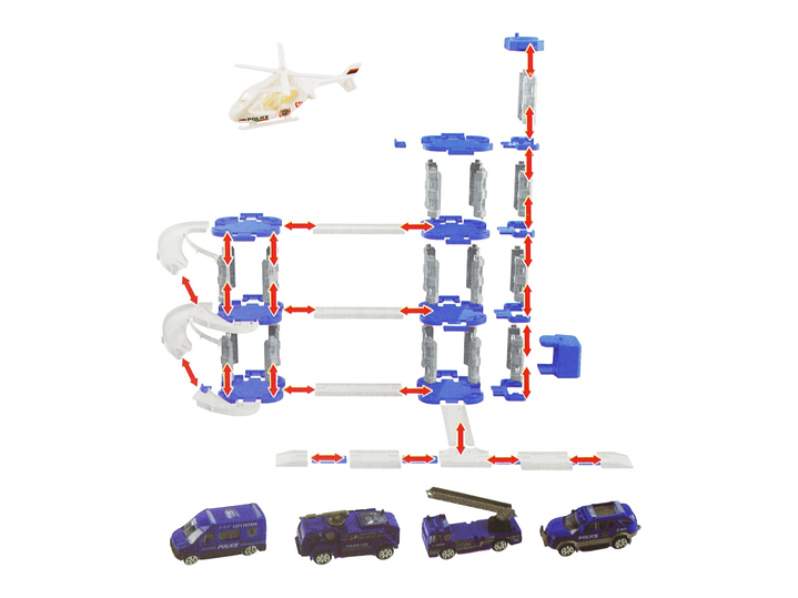Set Armable Pista Autos 3 Niveles Garaje de Policía DBG1703 2
