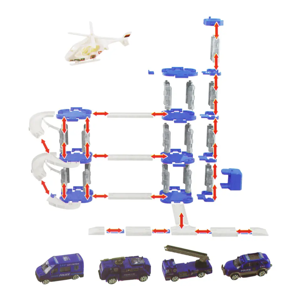 Set Armable Pista Autos 3 Niveles Garaje de Policía DBG1703 2
