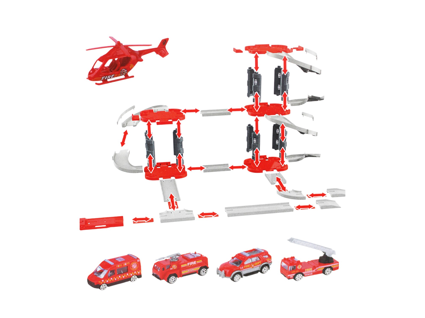 Set Armable Mini Parking Garage de Bombero con Autos DBG1704 2