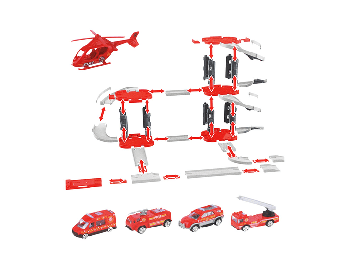 Set Armable Mini Parking Garage de Bombero con Autos DBG1704 2