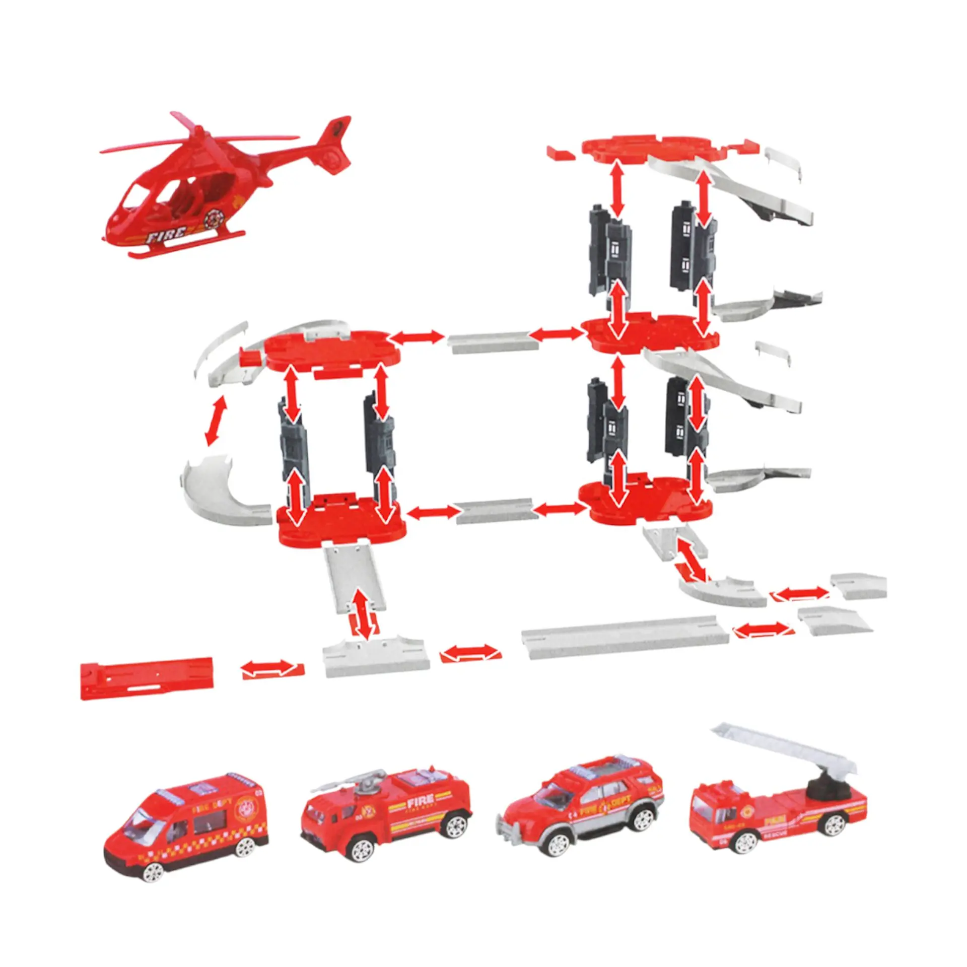 Set Armable Mini Parking Garage de Bombero con Autos DBG1704 2