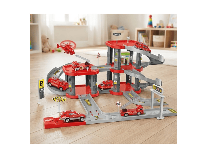 Set Armable Mini Parking Garage de Bombero con Autos DBG1704 4