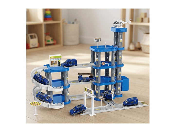 Set Armable Pista Autos 3 Niveles Garaje de Policía DBG1703 5