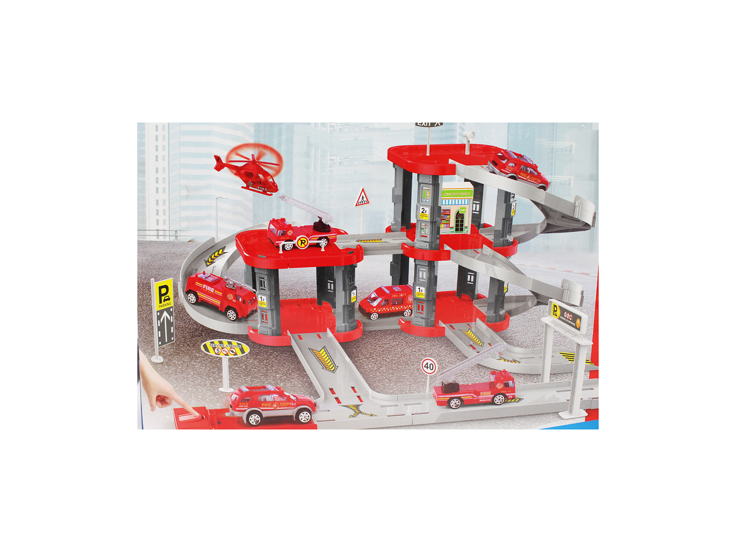 Set Armable Mini Parking Garage de Bombero con Autos DBG1704 5