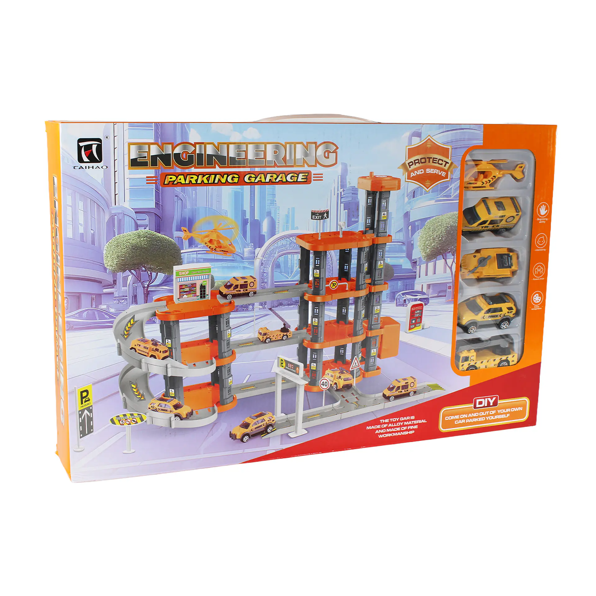 Set Armable Pista Autos 3 Niveles Estación Rescate DBG1702 8