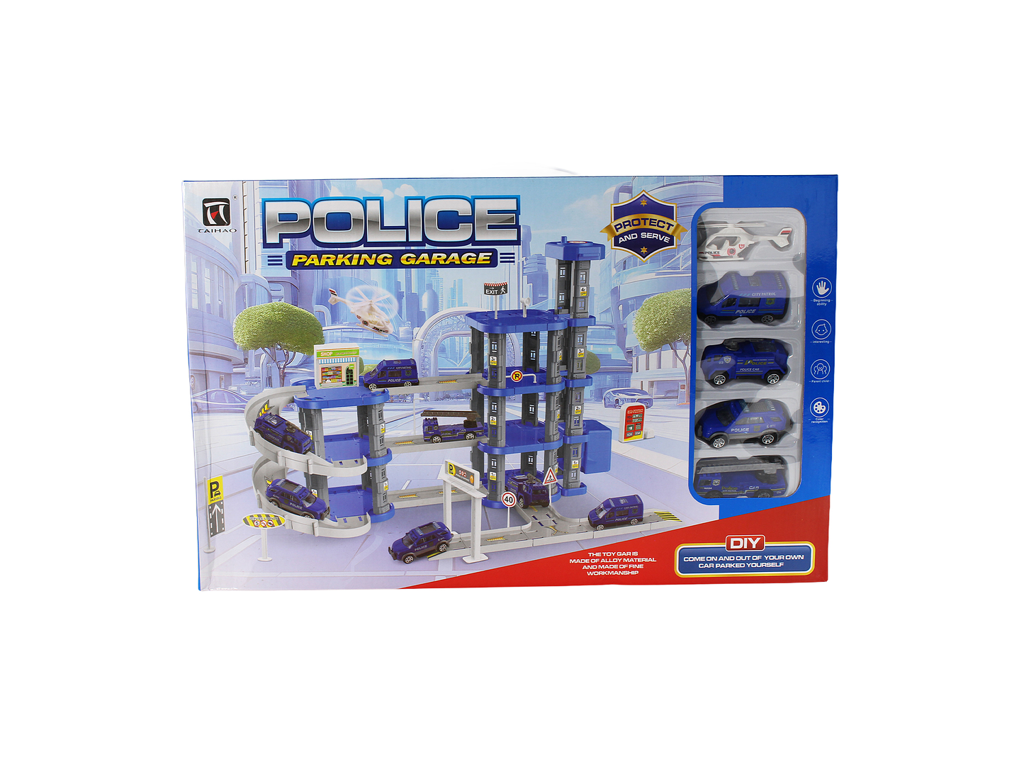 Set Armable Pista Autos 3 Niveles Garaje de Policía DBG1703 8