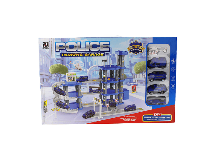 Set Armable Pista Autos 3 Niveles Garaje de Policía DBG1703 8
