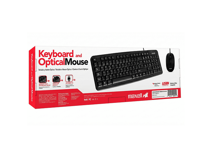 Kit Combo Teclado y Mouse USB Maxell WRKBC-10 3
