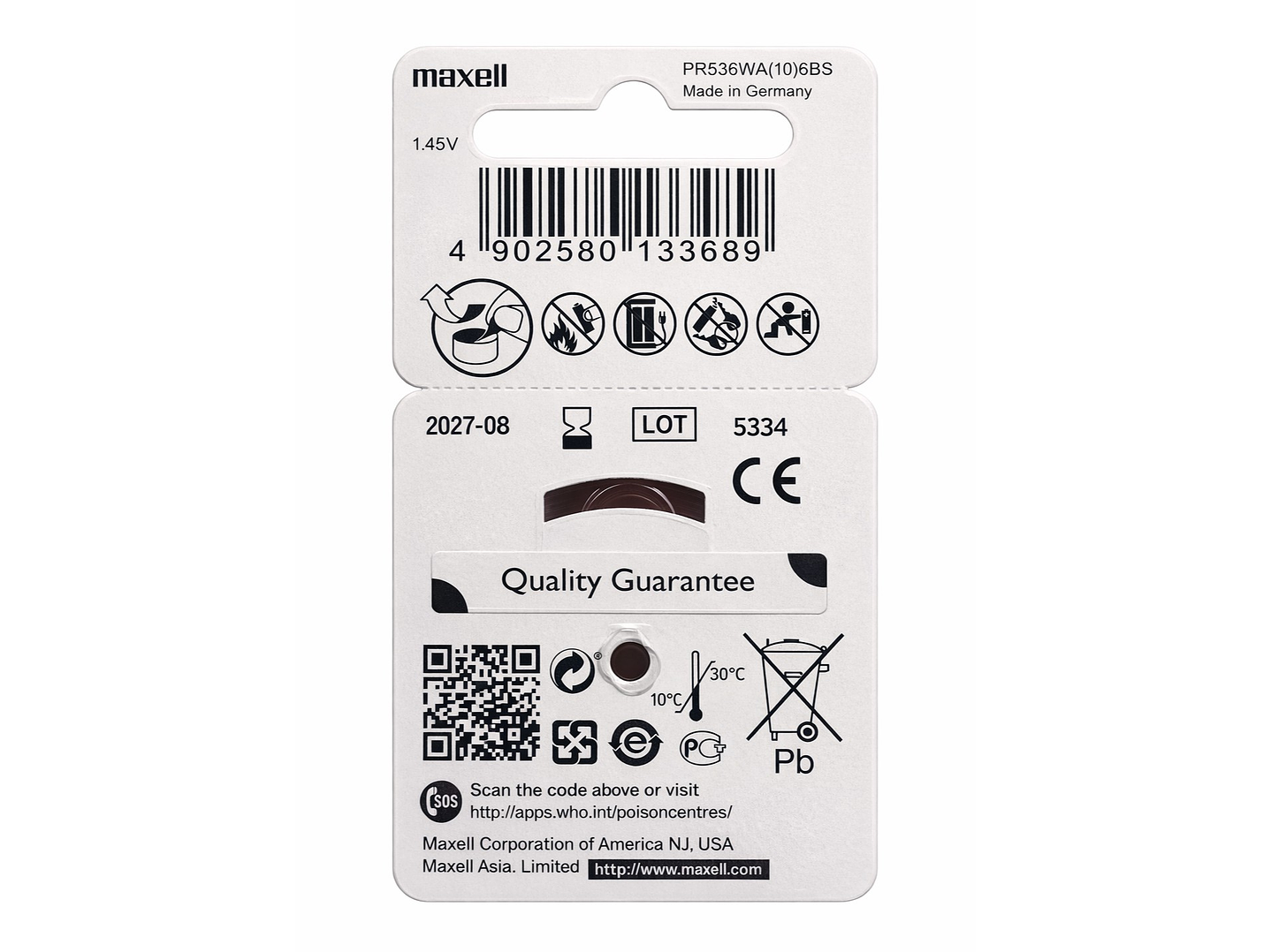 Pack 6 Pilas Para Audífonos Maxell 10 Auditivas 2