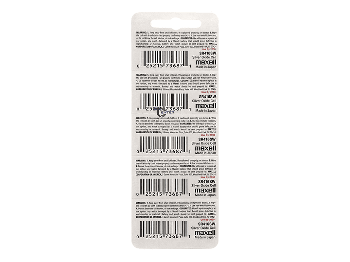 Pack 5 Pilas SR416SW (337) 1.55v Maxell Tipo Botón Holograma 2