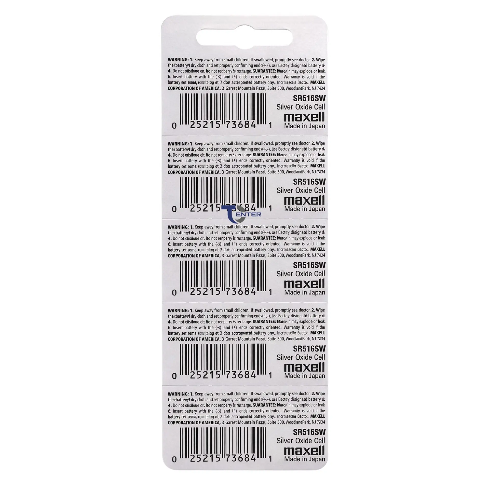 Pack 5 Pilas SR516SW (317) 1.55v Maxell Tipo Botón Holograma	 2