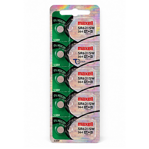 Pack 5 Pilas SR621SW (364) 1.55v Maxell Tipo Botón Holograma	