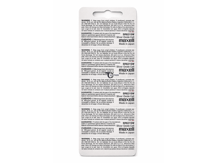 Pack 10 Pilas SR621SW (364) 1.55v Maxell Tipo Botón Holograma	 2