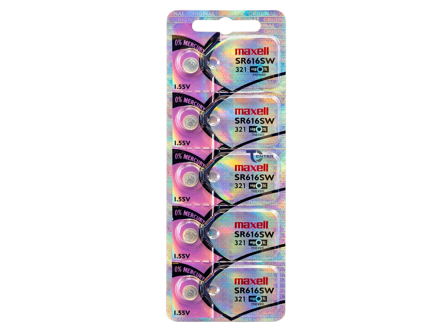 Pack 5 Pilas SR616SW (321) 1.55v Maxell Tipo Botón Holograma 1