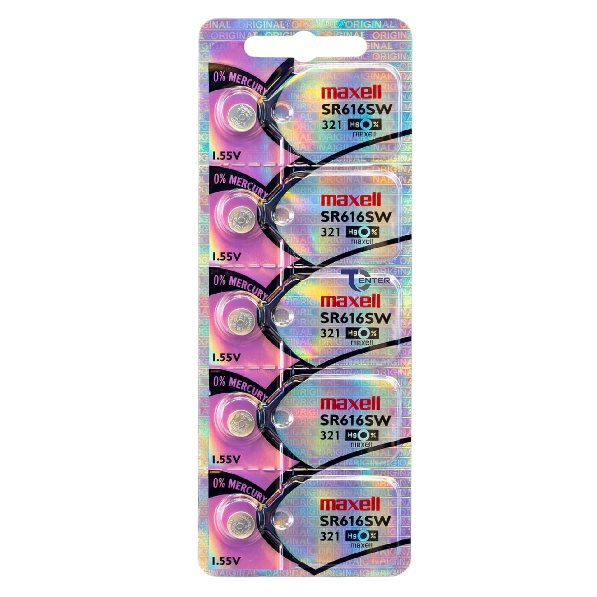 Pack 5 Pilas SR616SW (321) 1.55v Maxell Tipo Botón Holograma 1