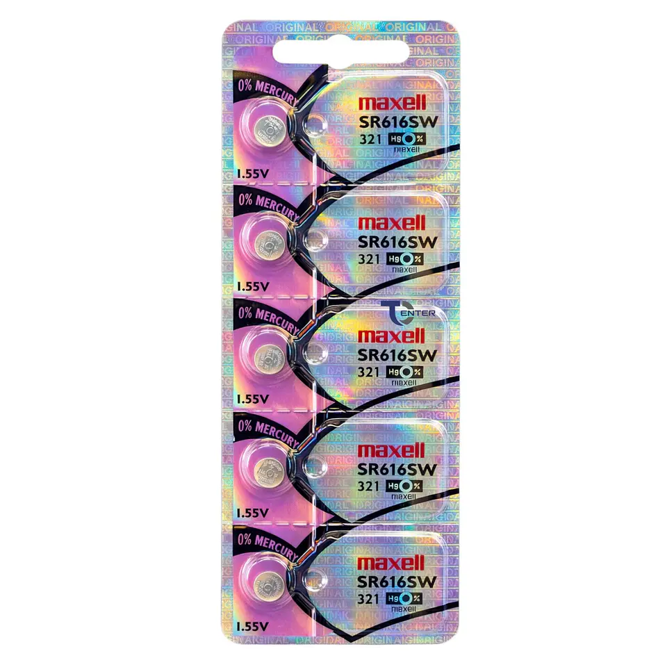 Pack 5 Pilas SR616SW (321) 1.55v Maxell Tipo Botón Holograma 1