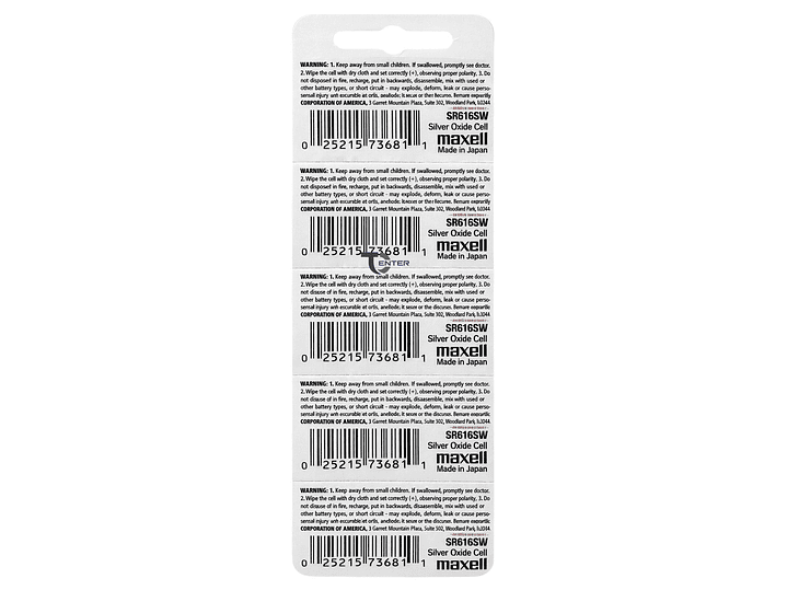 Pack 5 Pilas SR616SW (321) 1.55v Maxell Tipo Botón Holograma 2