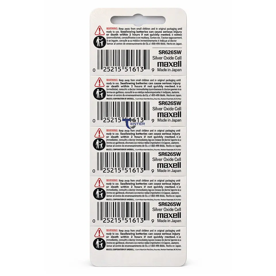 Pack 10 Pilas SR626SW (377) 1.55v Maxell Tipo Botón Holograma 2