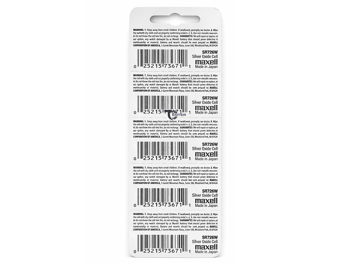 Pack 5 Pilas SR726SW (396) 1.55v Maxell Tipo Botón Holograma 2