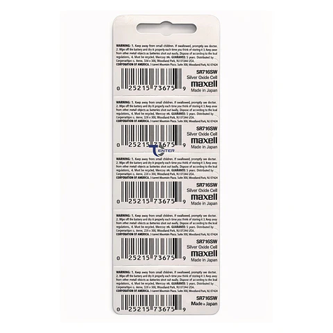 Pack 5 Pilas SR716SW (315) 1.55v Maxell Tipo Botón Holograma