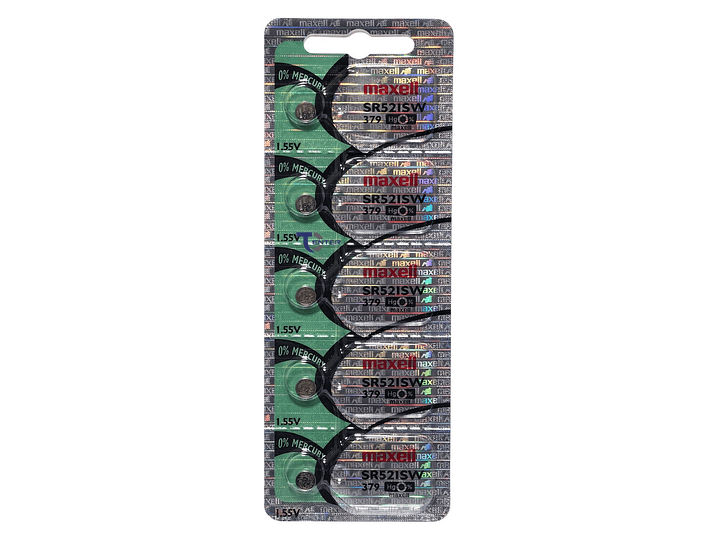 Pack 5 Pilas SR521SW (379) 1.55v Maxell Tipo Botón Holograma 1