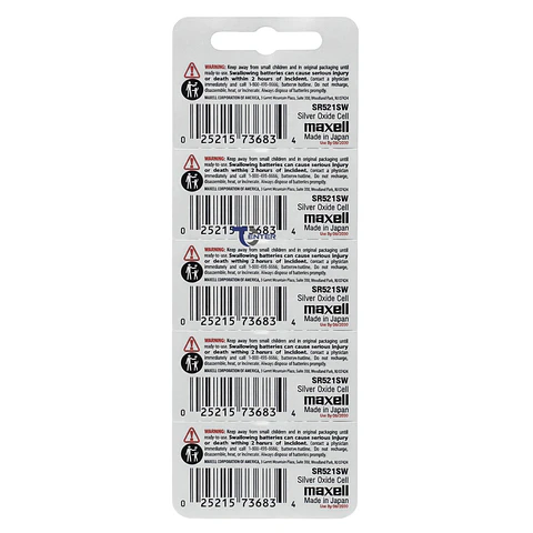 Pack 5 Pilas SR521SW (379) 1.55v Maxell Tipo Botón Holograma