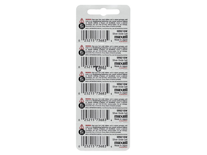 Pack 5 Pilas SR521SW (379) 1.55v Maxell Tipo Botón Holograma 2