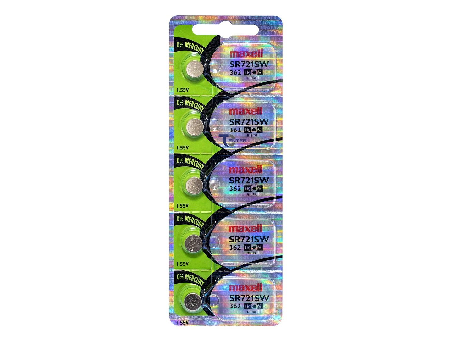 Pack 5 Pilas SR721SW (362) 1.55v Maxell Tipo Botón Holograma 1