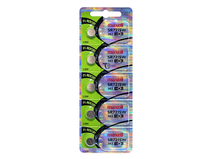 Pack 5 Pilas SR721SW (362) 1.55v Maxell Tipo Botón Holograma 1