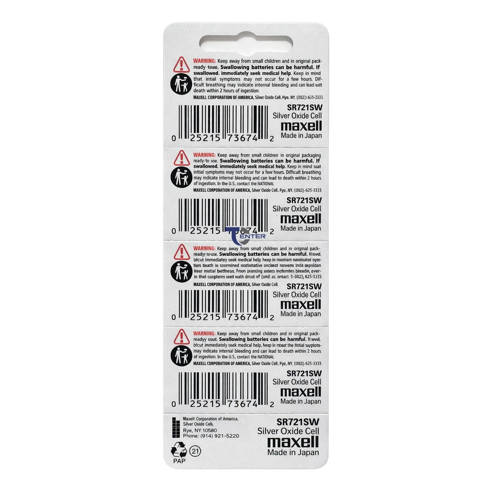 Pack 5 Pilas SR721SW (362) 1.55v Maxell Tipo Botón Holograma 2