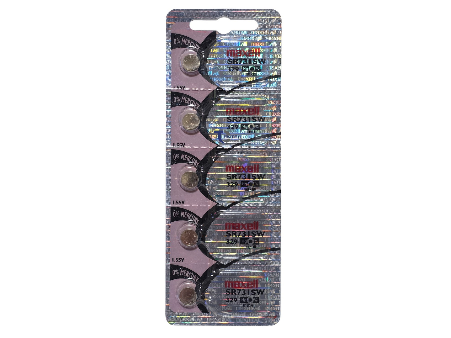 Pack 5 Pilas SR731SW (329) 1.55v Maxell Tipo Botón Holograma 1