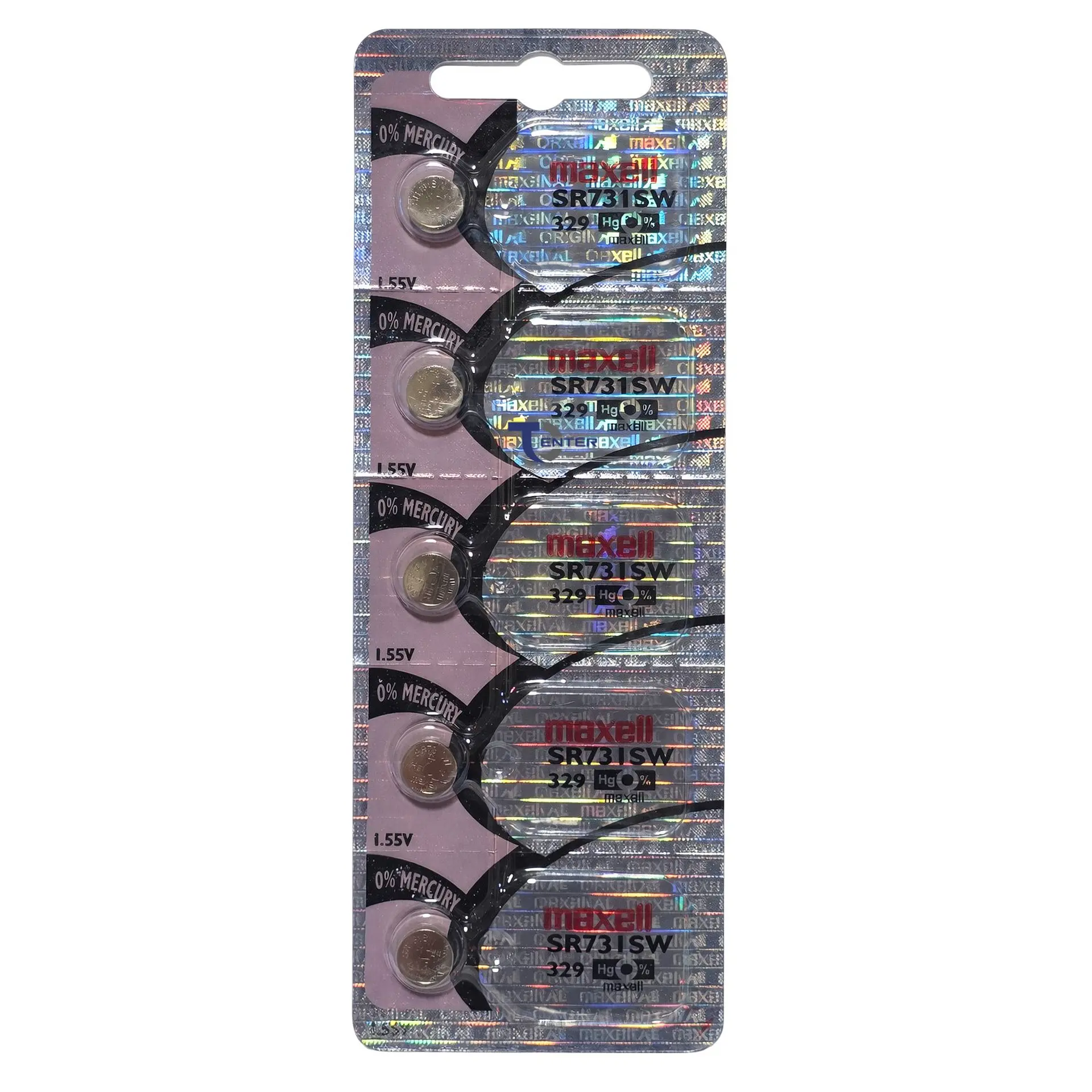 Pack 5 Pilas SR731SW (329) 1.55v Maxell Tipo Botón Holograma 1