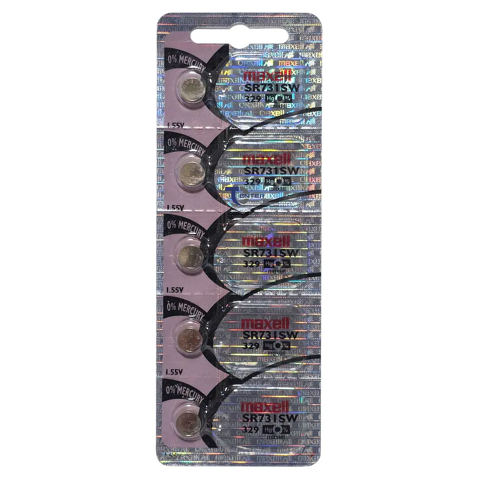 Pack 5 Pilas SR731SW (329) 1.55v Maxell Tipo Botón Holograma 1