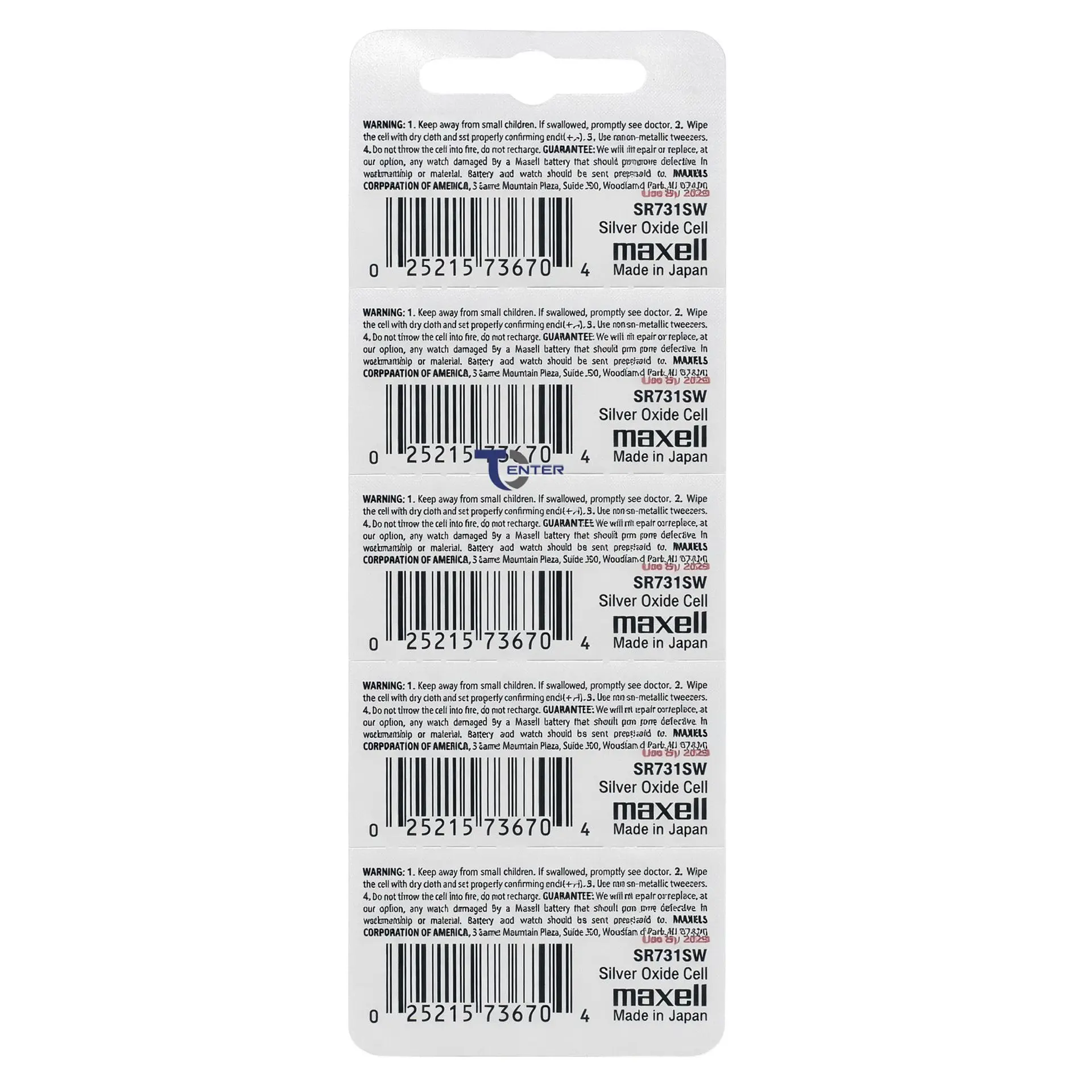 Pack 5 Pilas SR731SW (329) 1.55v Maxell Tipo Botón Holograma 2