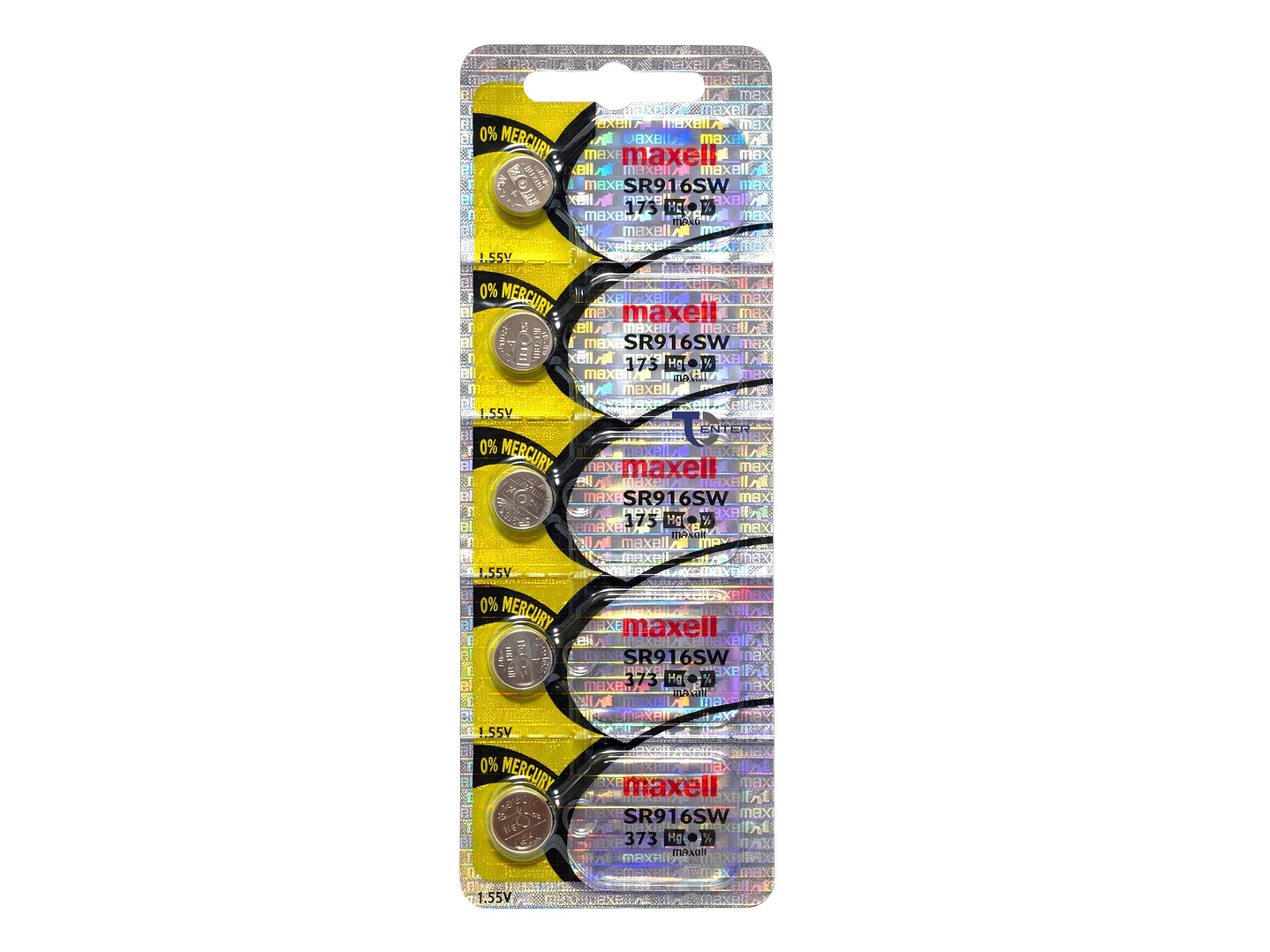 Pack 5 Pilas SR916SW (373) 1.55v Maxell Tipo Botón Holograma 1