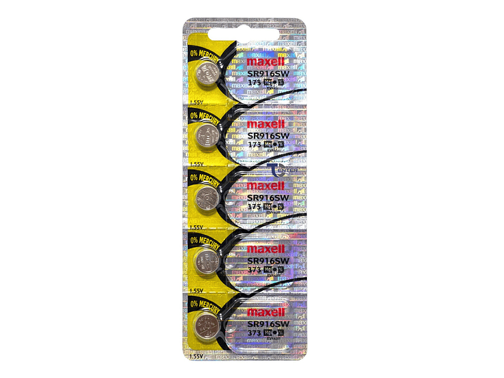 Pack 5 Pilas SR916SW (373) 1.55v Maxell Tipo Botón Holograma 1