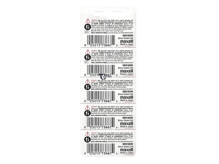 Pack 5 Pilas SR916SW (373) 1.55v Maxell Tipo Botón Holograma 2
