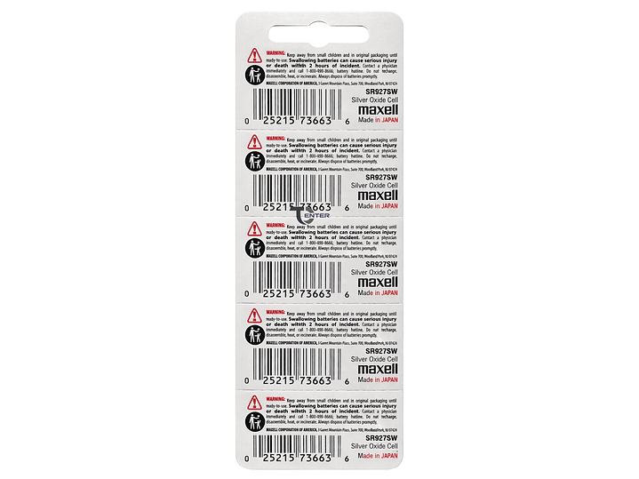 Pack 5 Pilas SR927SW (395) 1.55v Maxell Tipo Botón Holograma 2