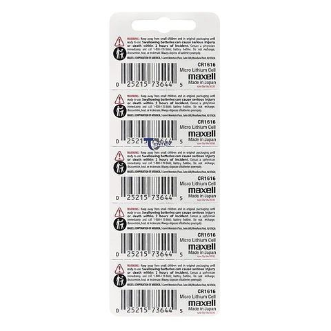 Pack 5 Pilas CR1616 3v Maxell Tipo Botón Holograma